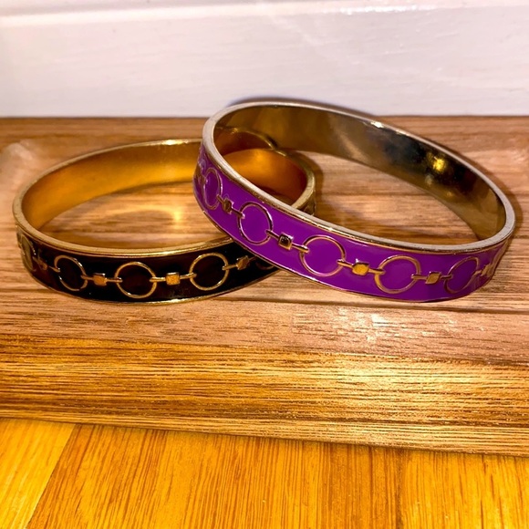 ✅Two equestrian themed bangles in enamel  finishes: purple & black 🖤💜 - Picture 2 of 4